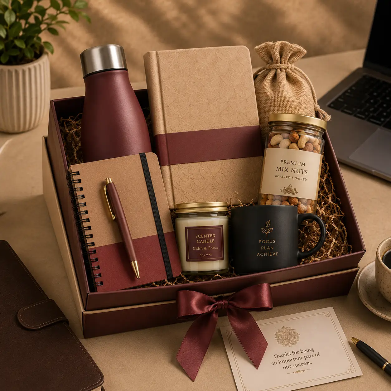 Premium Doodhras corporate gifting hamper with office essentials and thoughtfully selected gift products.